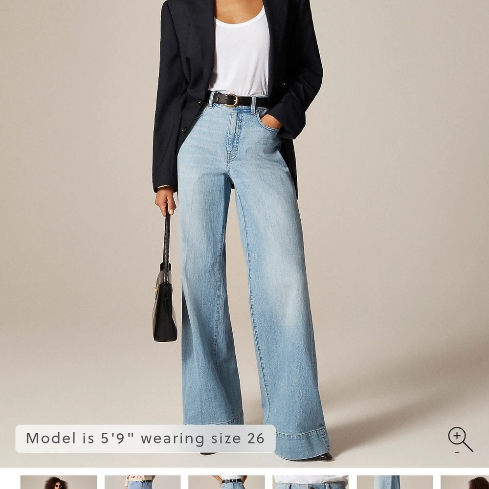 Women's Light Blue Wide-Leg Jeans